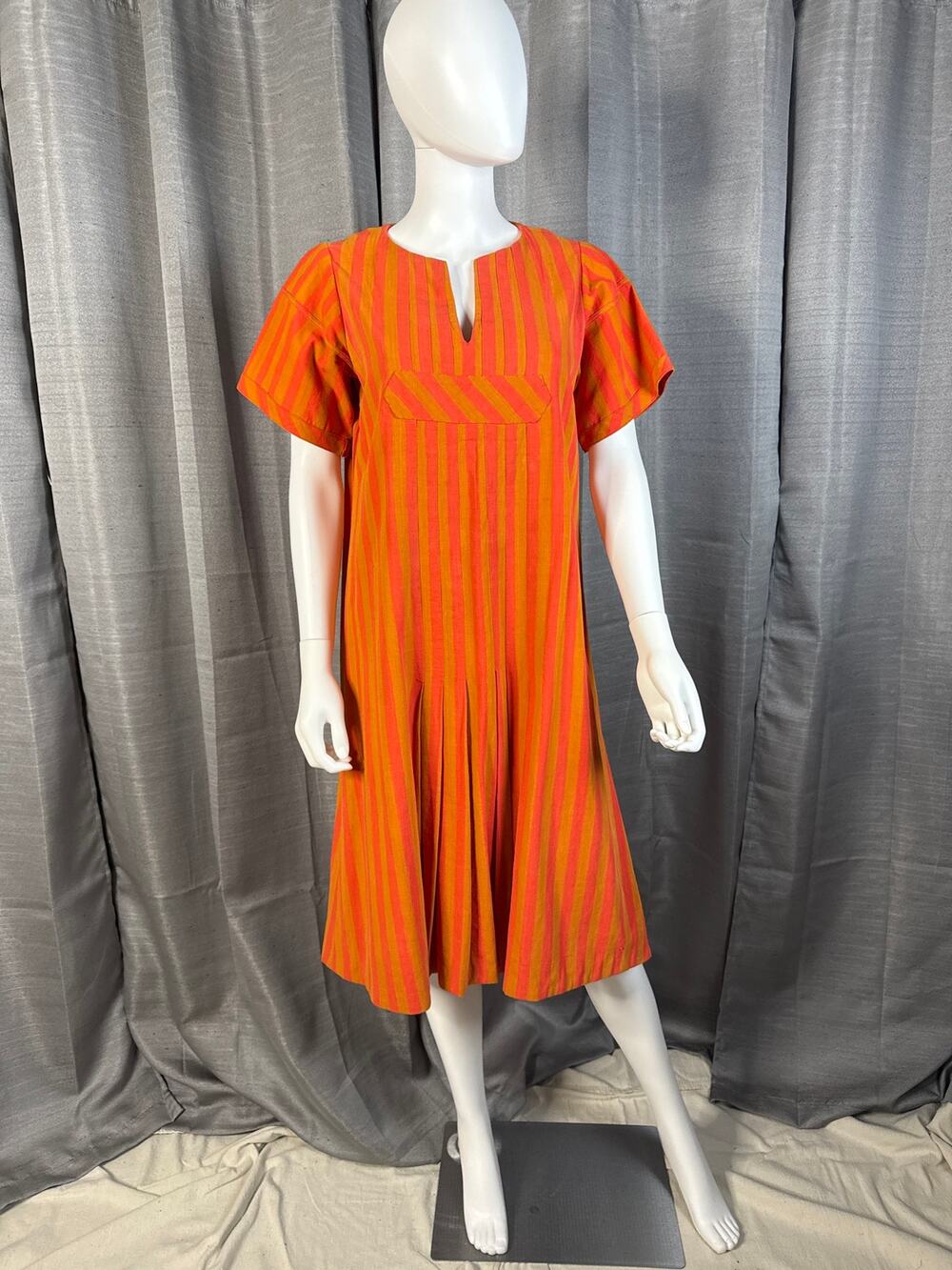 Vintage 60s Orange and Yellow Short Caftan Sz M